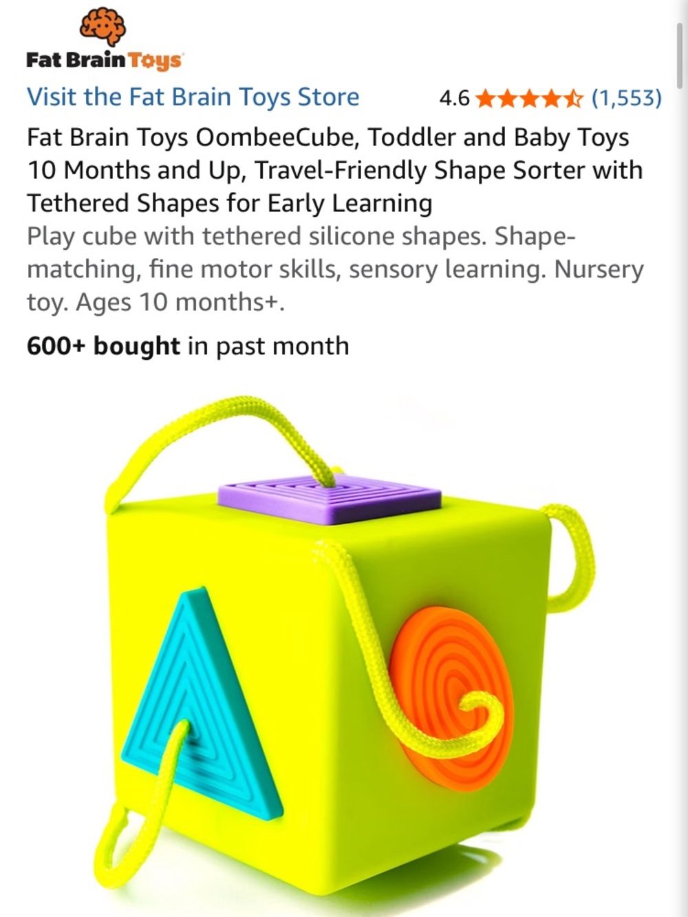 OombeeCube • baby teething shape toy